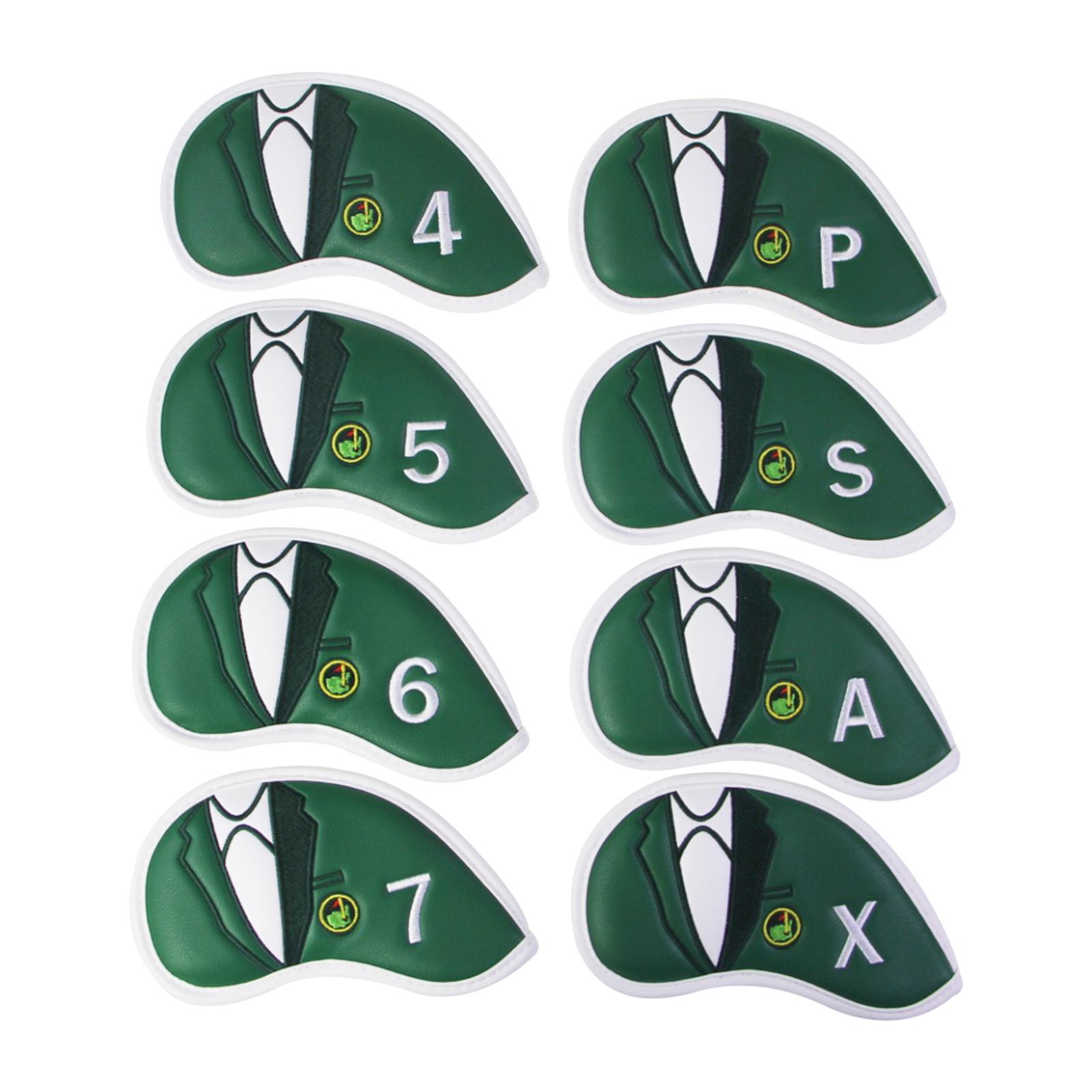 10PCS Golf Iron Covers, Thick PU Leather Golf Club Head Covers Set 4 5 6 7 8 9 P A S X Outdoor Golf Sports Equipments