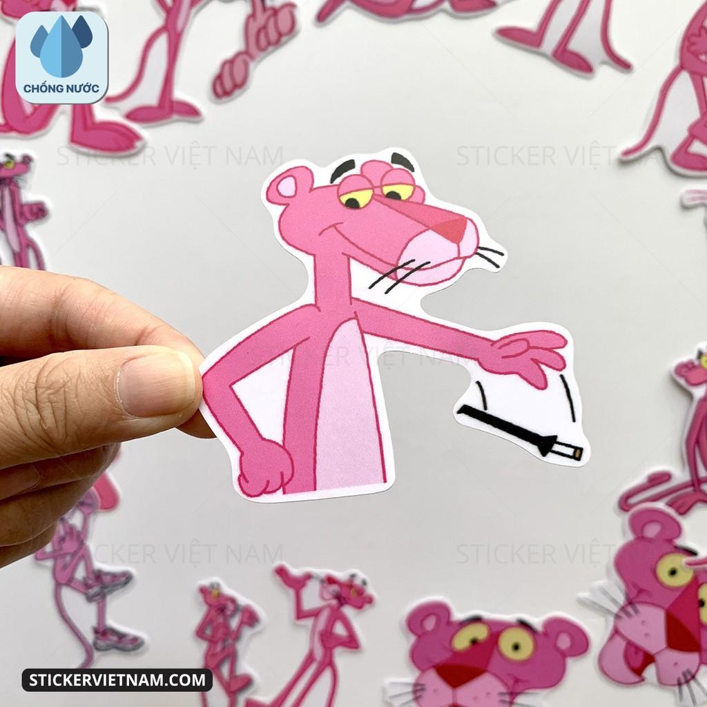 Sticker Báo Hồng - Pink Panther - Dán Trang Trí - Chất Liệu PVC Cán Màng Chất Lượng Cao Chống Nước, Chống Nắng, Không Bong Tróc Phai Màu