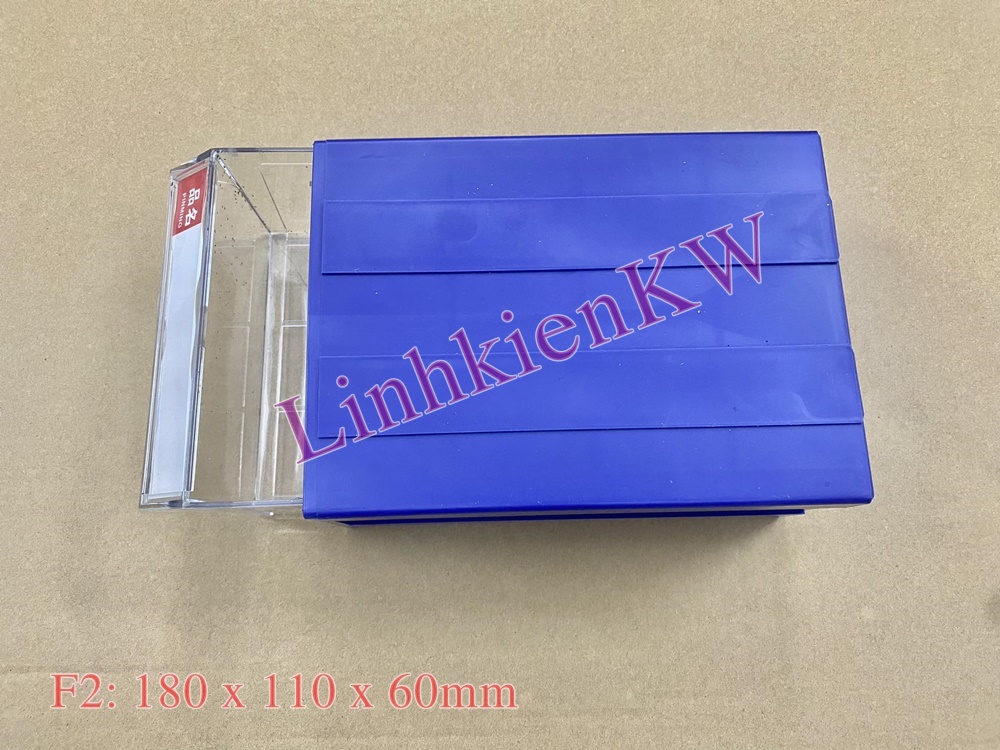 Hộp đựng Linh kiện F2 kích thước 180x110x60mm mới có thể ghép các hộp vào nhau.