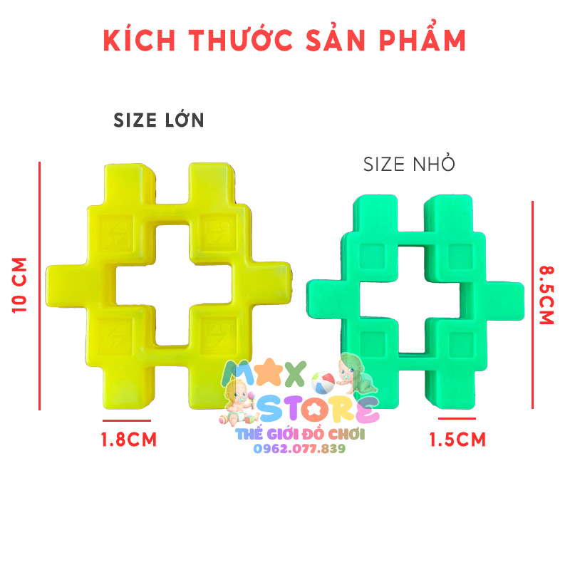 Đồ chơi trẻ em - Túi 1kg xếp hình lắp ghép mẫu vuông size to nhiều màu sắc mới đẹp