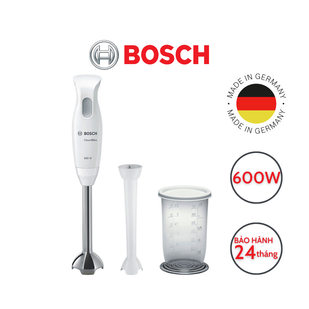 Máy xay cầm tay Bosch Clever Mixx 600W (MSM26130)- Sản xuất Đức - Hàng chính hãng