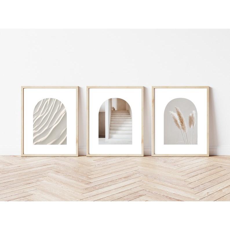 Bộ 3 tranh treo tường ô cửa scandinavi có đinh tặng kèm