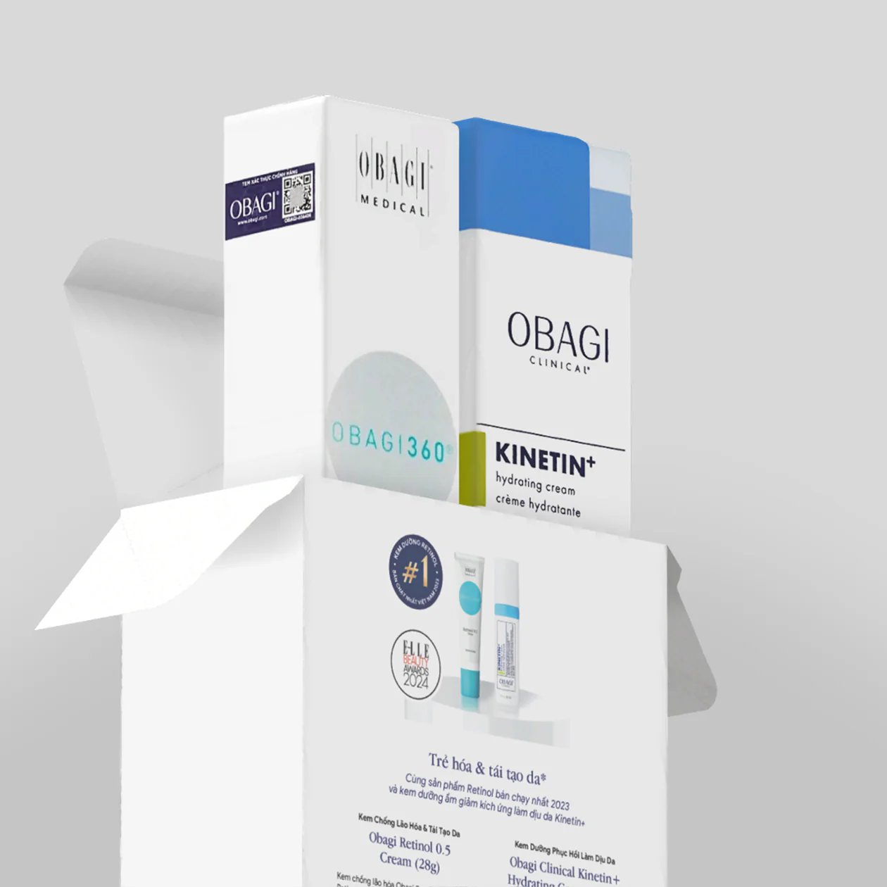 Kem Dưỡng Obagi360 Retinol 0.5 28g Và Kem Dưỡng Obagi Clinical Kinetin+ Hydrating Cream 50ml