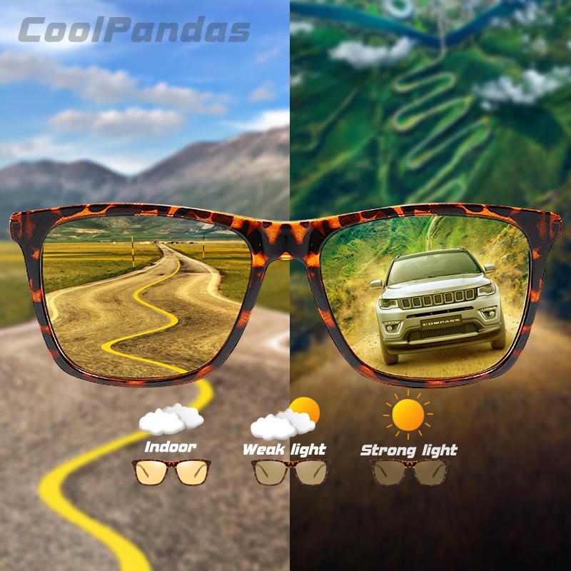 2021 Mới Vuông Photochromic Kính Mát Phân Cực Nam Ngày Và Đêm Tầm Nhìn Nữ An Toàn Lái Xe Kính Đổi Màu Oculos De Sol