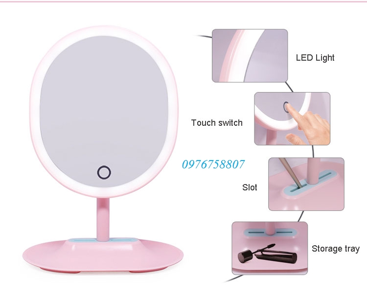 Gương trang điểm để bàn đặt bàn trang điểm có đèn led RM223