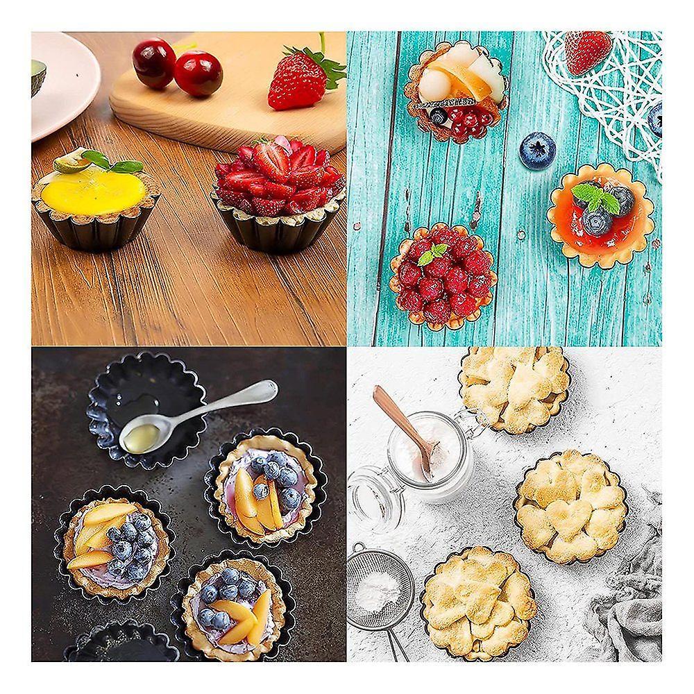 Khuôn bánh trứng, 12 khuôn bánh tart trứng bằng thép không gỉ, bánh có thể tái sử dụng bằng thép carbon, chảo cookie