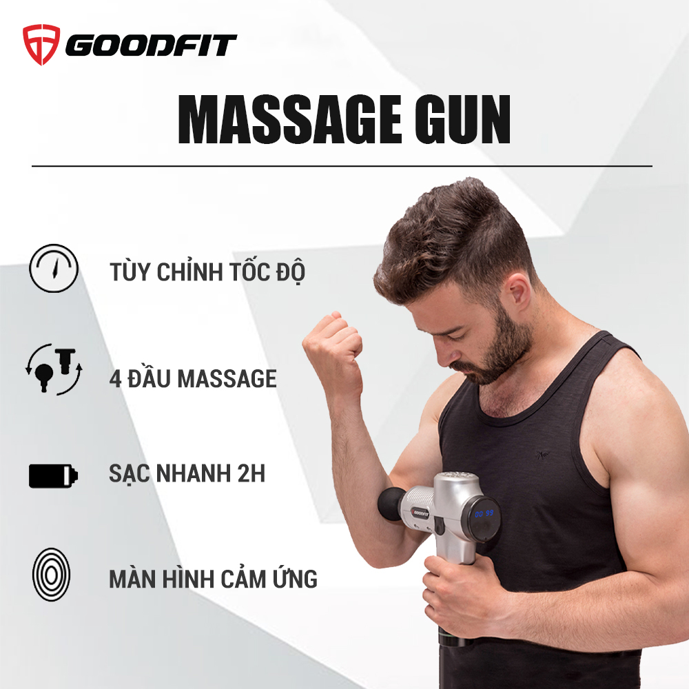 Máy mát xa cầm tay Massage Gun chính hãng GoodFit GF211MG