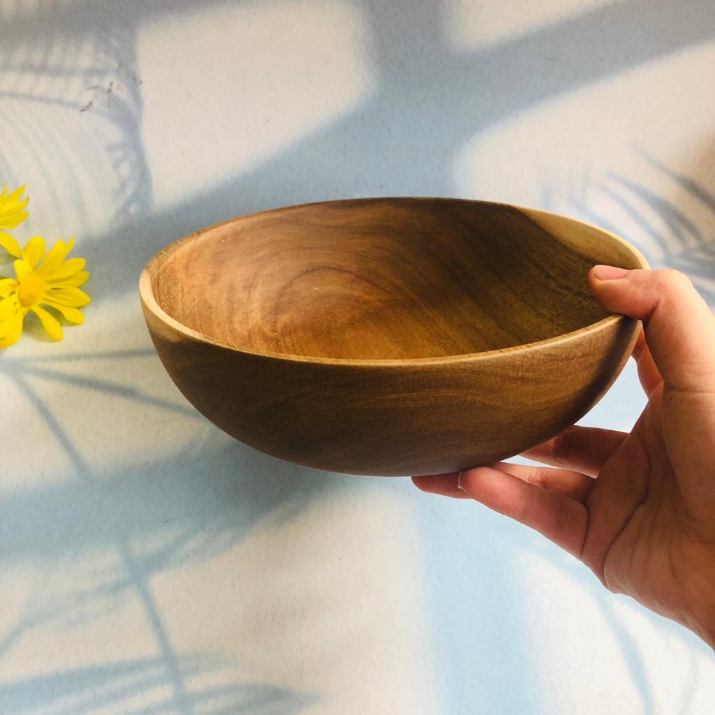Bát/Tô Gỗ Keo Tự Nhiên 20x7 cm, Bát Đựng Salad, Soup, Cháo Tiện Lơi, Phụ Kiện Nhà Hàng, Khách Sạn, Resort Xinh Xắn