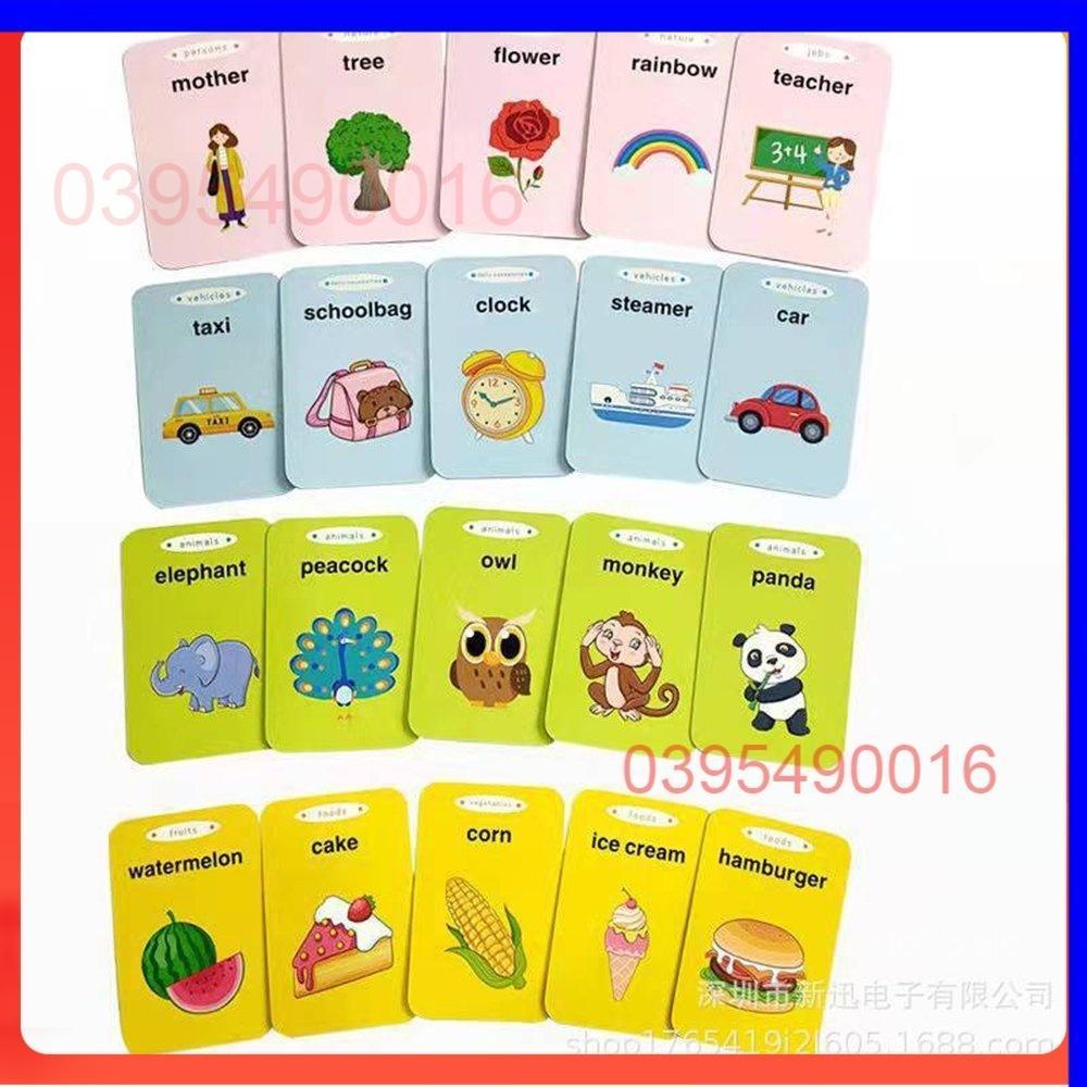 Máy Đọc Thẻ Flashcard 112 thẻ 224 Từ Vựng Tiếng Anh Chuẩn Cho Bé Tập Làm Quen Tiếng Anh, Âm thanh trong - HỒNG