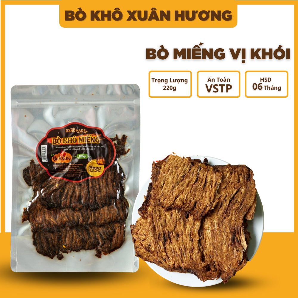 Khô bò khô miếng loại 1, thịt bò khô miếng que vị khói đặc biệt Xuân Hương siêu ngon 220g