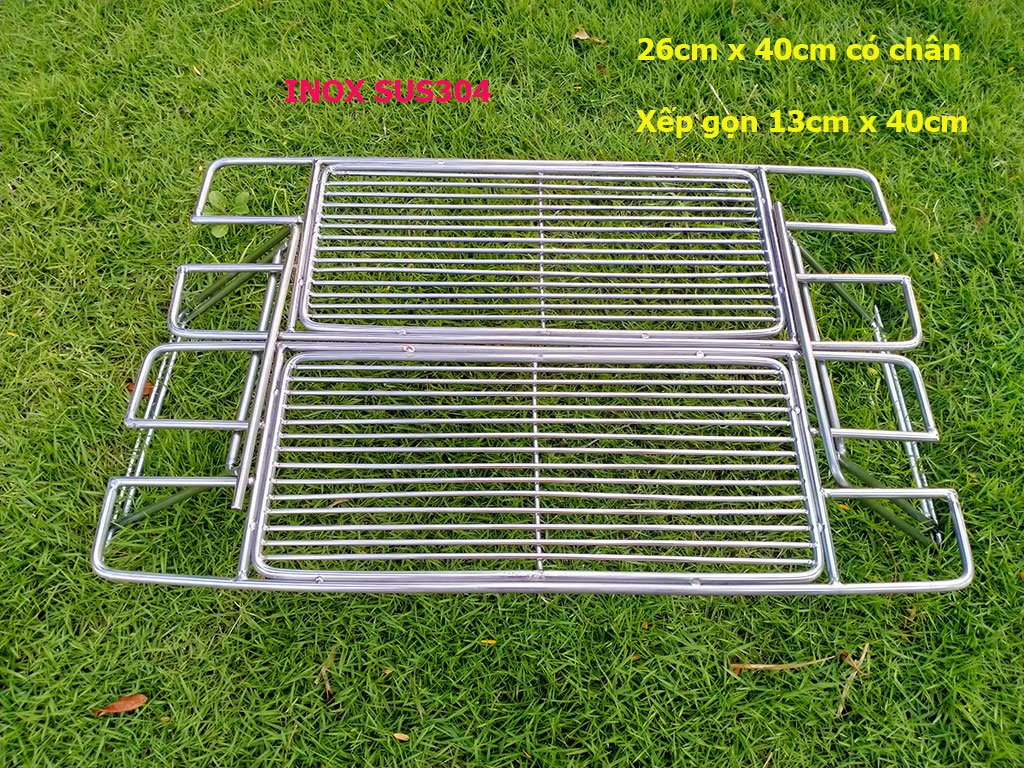 Vỉ nướng xếp gấp gọn dã ngoại, cắm trại, picnic, du lịch bằng inox 304 cao cấp, không ăn mòn, trọn đời không gỉ sét