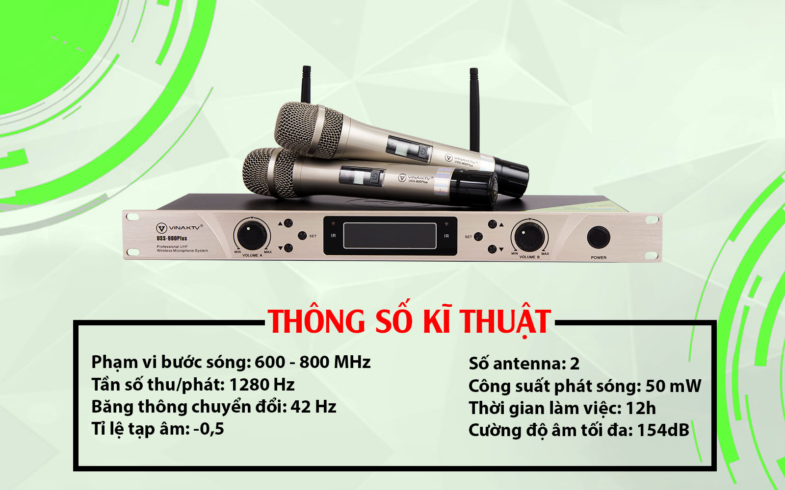 Micro Không Dây VinaKTV USS 900 - Hàng Chính Hãng