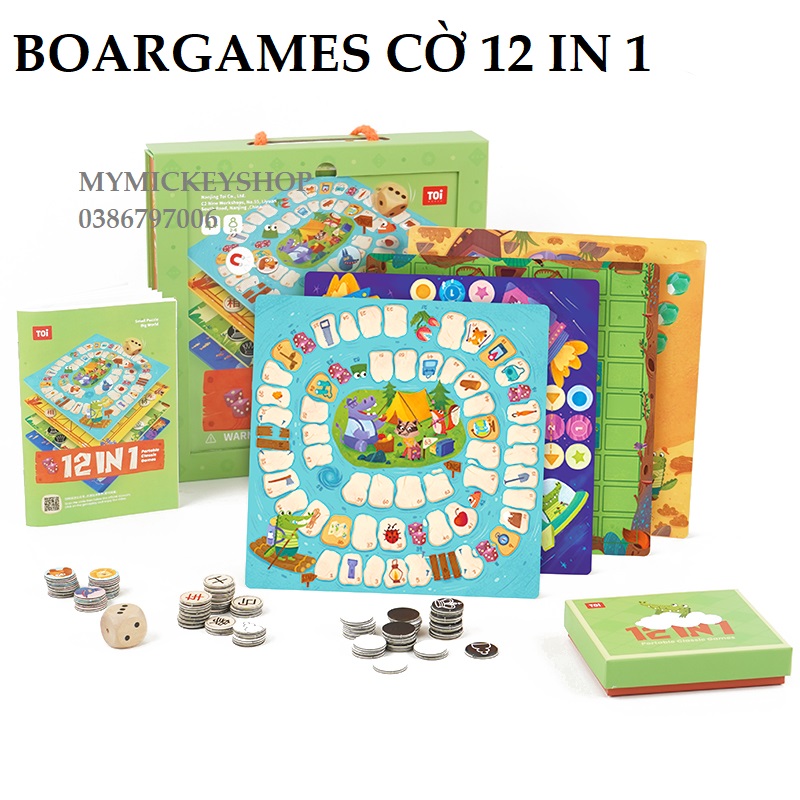 Bộ chơi cờ 12 trong 1 chính hãng TOI có kèm hướng dẫn tiếng Việt  - TOI board games 12 in 1