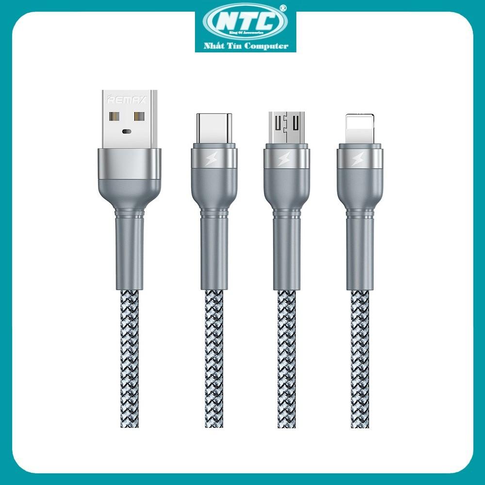 Cáp sạc và truyền dữ liệu Remax MicroUSB RC-124m / LN RC-124i / TypeC RC-124a 2.4A dài 1M - Hàng Chính Hãng