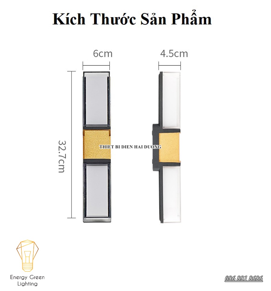 Đèn Hắt Tường Chống Nước DT-3270 - Thân Nhôm - Ánh Sáng Vàng - Chip Led Siêu Sáng