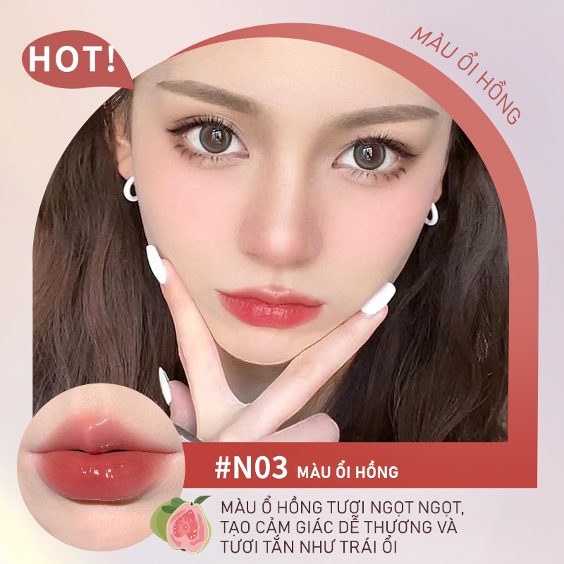 JUDYDOLL Son tint Iced Tea Watery Lip Gloss Môi bóng căng mọng Không dính Nhẹ môi 2,4g