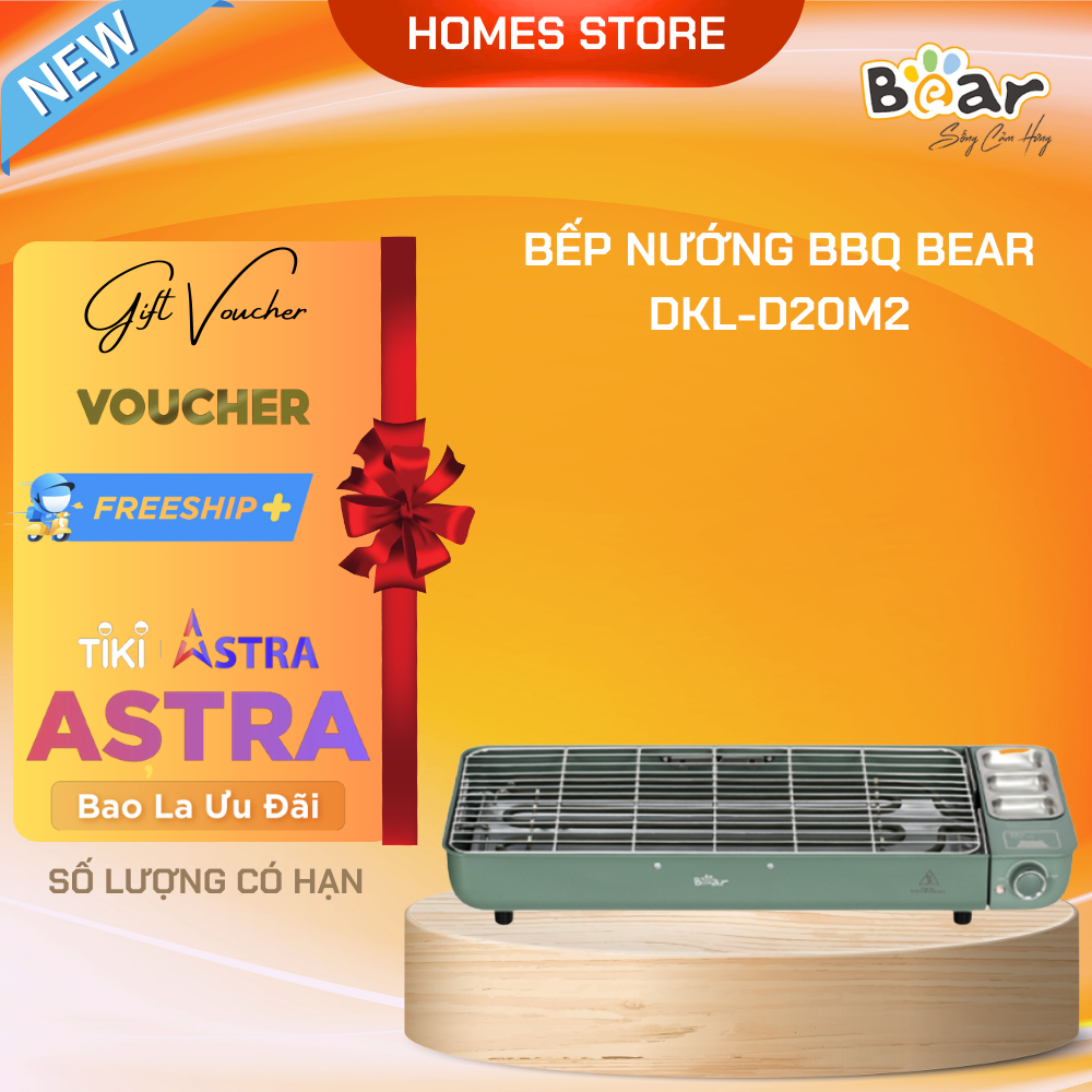 Bếp Nướng Điện, Bếp Nướng BBQ BEAR DKL-D20M2 Dung Tích 15 Lít Công Suất 2000 W - Hàng Chính Hãng