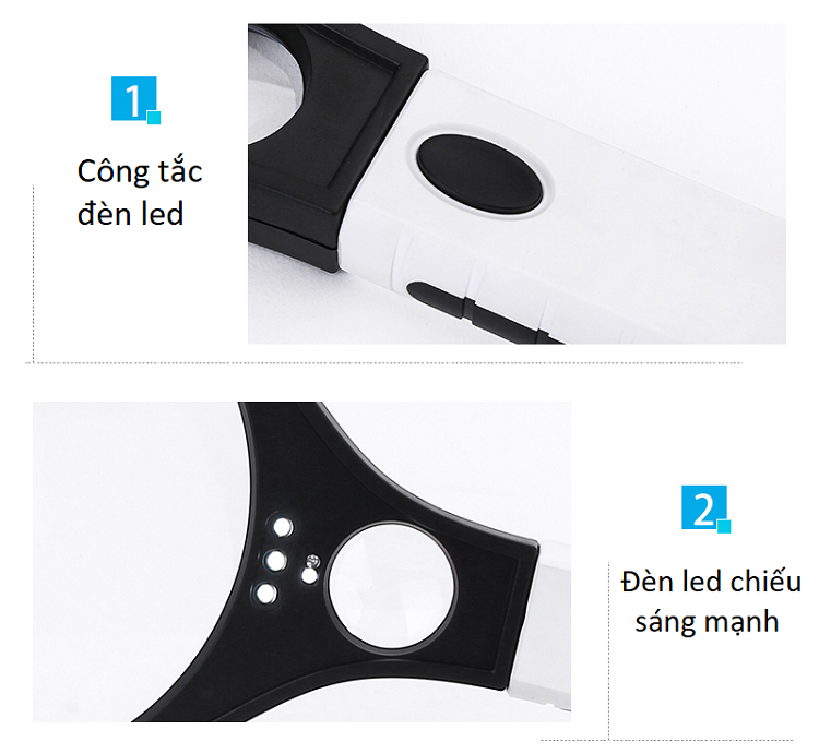 Kính Lúp Phóng Đại Cầm Tay Có Đèn 138mm MG80138B Chuyên Dùng Đọc Báo, Đọc Sách