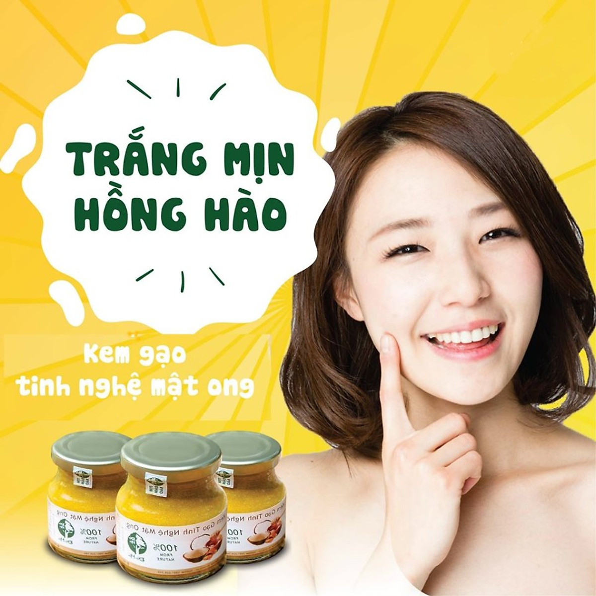 Kem Gạo Tinh Nghê Mật Ong Độc Mộc Dưỡng Trắng Da -  NGừa Mụn - Xóa Thâm  - Ngăn Ngừa Lão Hóa Tặng Kèm Muối Ngâm Chân Sinh Dược Giúp Ngủ Ngon