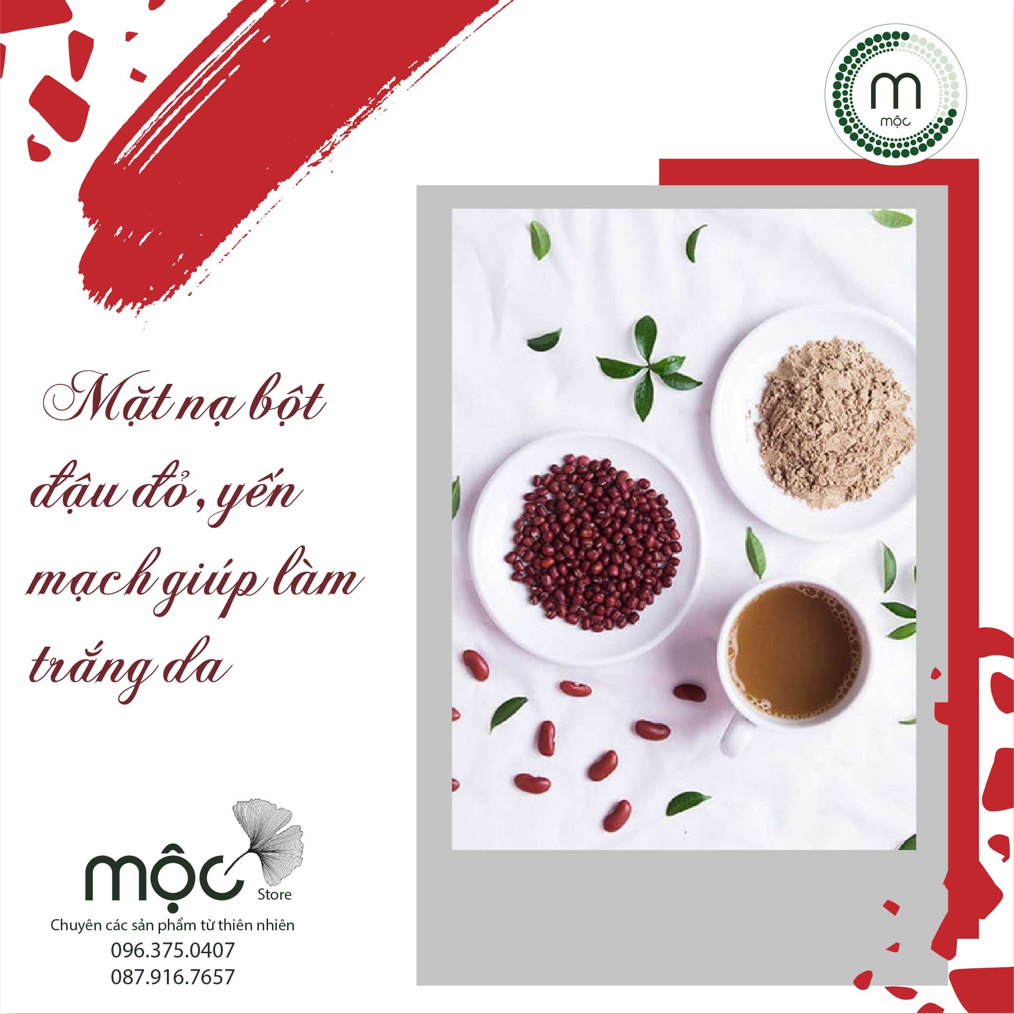 Bột Đậu Đỏ đắp mặt nguyên chất từ thiên nhiên 100ml handmade