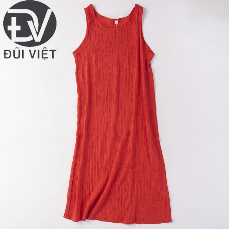 Đầm suông dạo phố Đũi Việt, đầm form rộng chất liệu linen mềm mát form rộng DV39