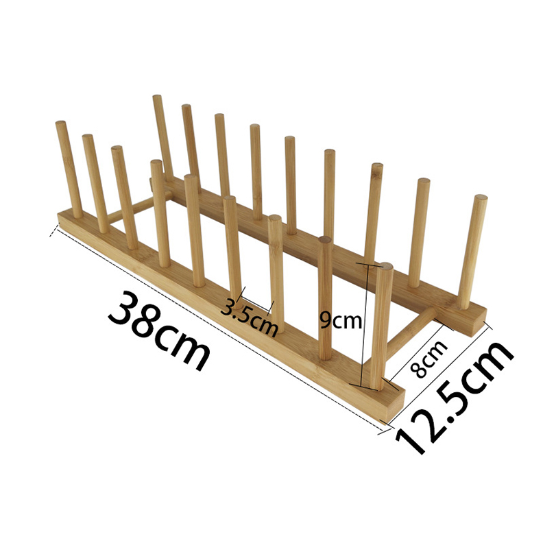 Khay Kệ Gỗ Tre Úp Chén Đĩa hay Giá Sách,kệ để thớt Loại Đại 8 ô, Dài 38 cm,Màu Vàng Gỗ Tre sáng và đẹp - Khay kệ gỗ úp Ly Chén Cốc 8 ô