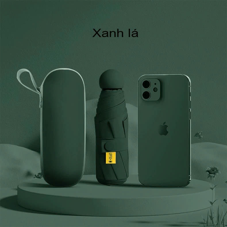 Ô Dù Gấp Gọn Mini 19cm, Dù Che Mưa, Dù Chống Tia Uv Mini Siêu Gọn 8 Xương, Có Hộp Đựng Chống Sốc - Hàng Chính Hãng - Giao Màu Ngẫu Nhiên
