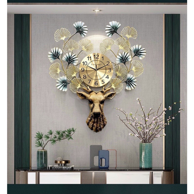 Đồng hồ treo tường trang trí Tuần Lộc decor TL1 kích thước 76 x 72 cm