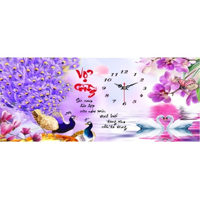 Tranh đính đá đồng hồ Vợ chồng - chưa đính