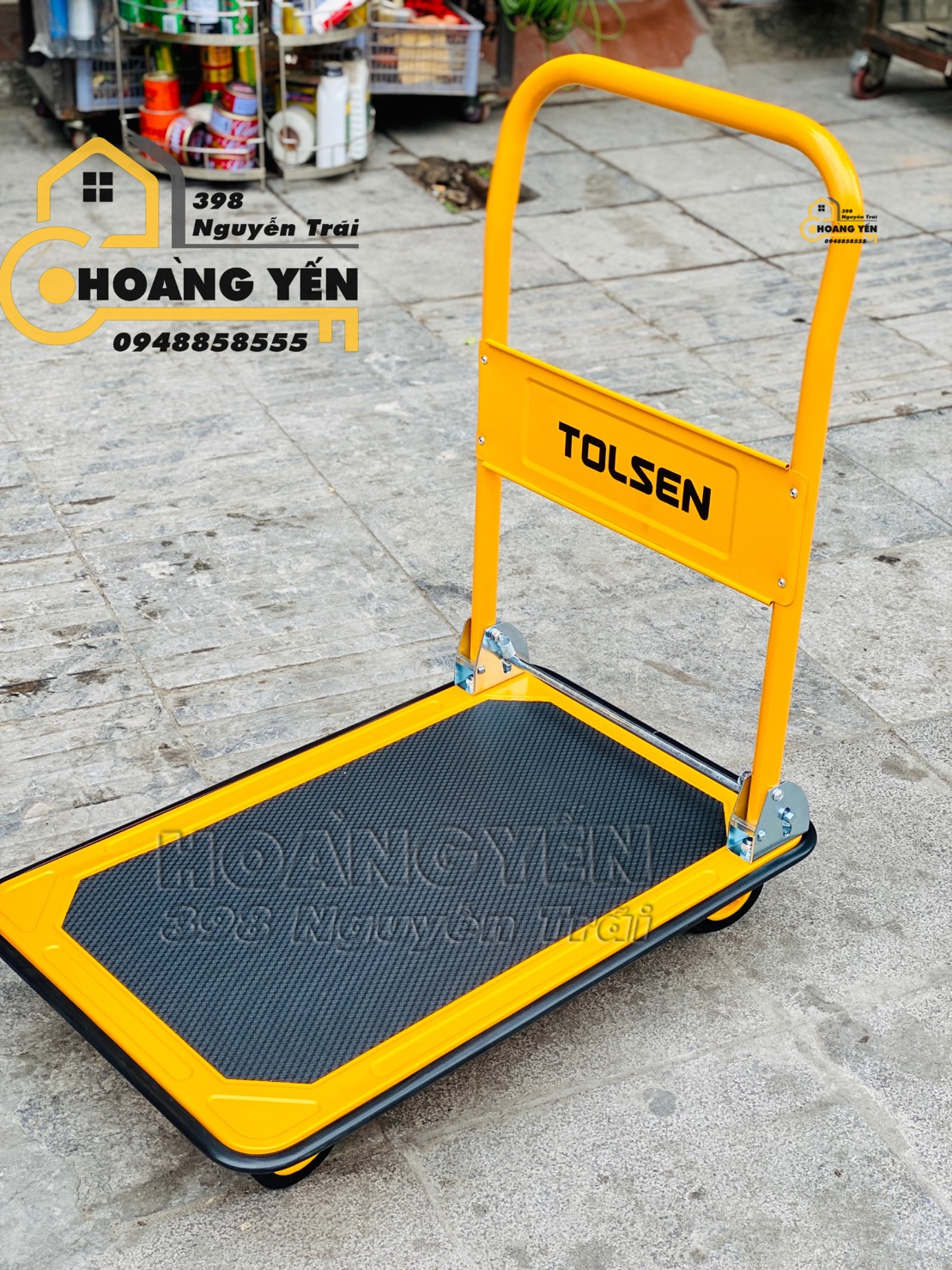 Xe Đẩy Tolsen 62605 (150kg), Xe chở hàng khung thép chịu lực tốt KT 730 x470x850mm