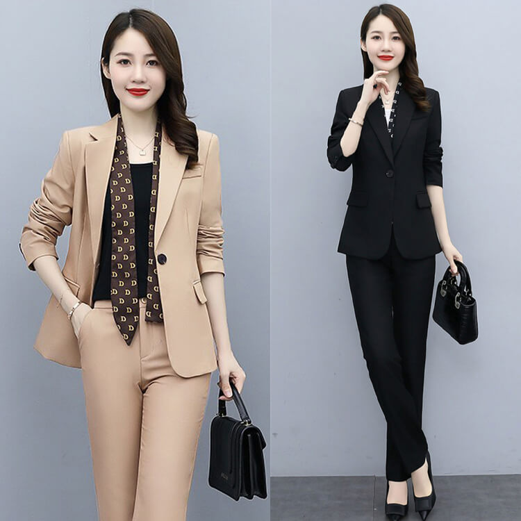 Bộ vest dài 3 món kèm khăn cổ