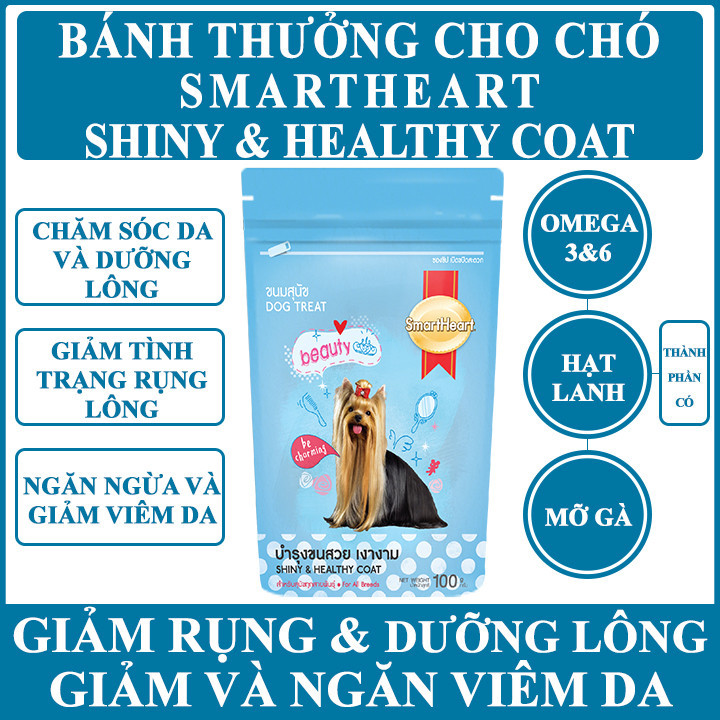 [Chính hãng] Bánh thưởng chó chó SmartHead giúp da khoẻ và lông óng mượt - giúp răng chắc khoẻ gói 100g