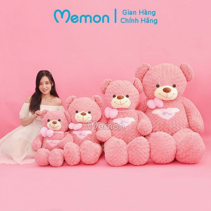 Gấu Bông Teddy Angel Hồng 80cm - 1m1- 1m5 Cao Cấp Memon, Gấu Bông Teddy Cute Khổng Lồ - Qùa Tặng Gấu Bông Cao Cấp