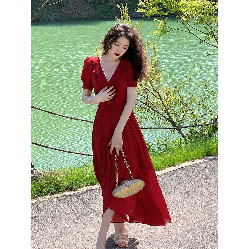 TOBE1SHOP Váy ngắn mùa hè 2023 Váy ngắn cổ chữ V