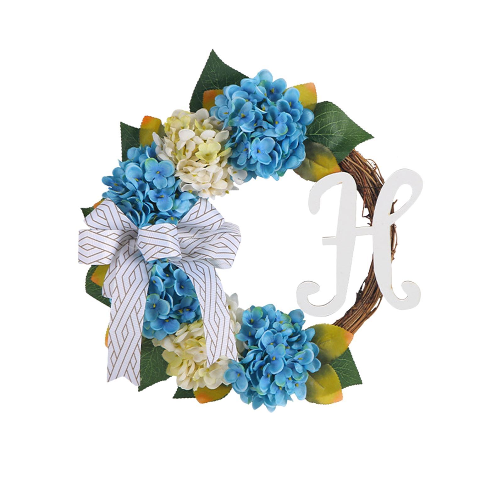 Hydrangea Wreaths Front Door Greenery Flower Garland Indoor Outdoor with Bow Artificial Flowers Wreath Cottage Wreath for Celebration Easter
