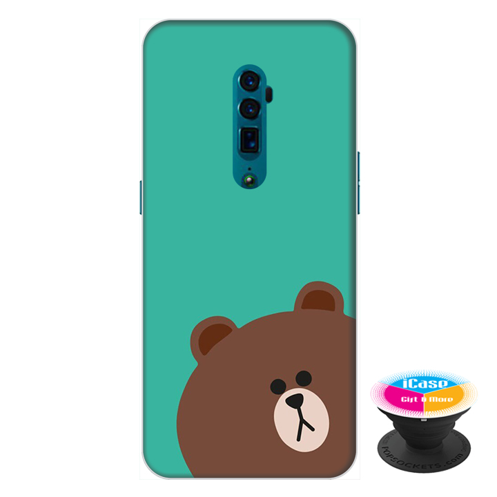 Ốp lưng điện thoại Oppo Reno 10X Zoom hình Gấu Xám tặng kèm giá đỡ điện thoại iCase xinh xắn - Hàng chính hãng