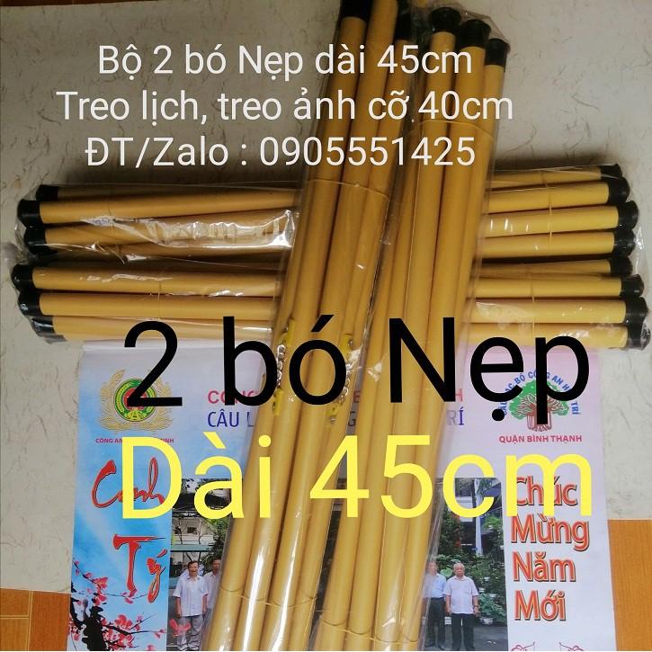 Bộ 2 bó ống trúc( nẹp ) treo lịch, treo tranh, ảnh , giấy thư pháp. Treo cỡ tranh 40cm