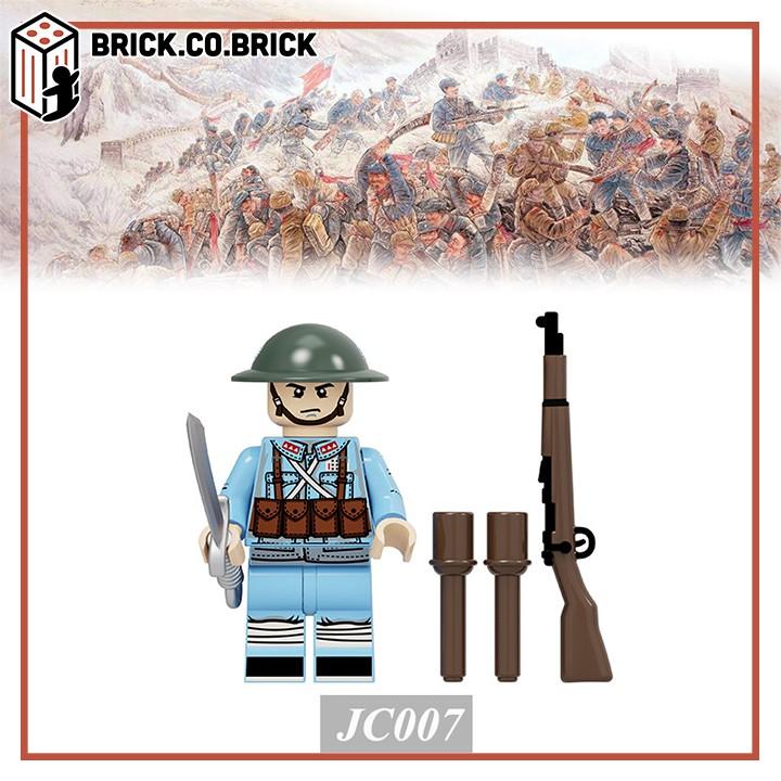 Mô Hình Đồ Chơi Lắp Ráp Lính Trung Quốc Quân Đội Thế Chiến minifig China Soldier World War Áo Xanh Da Trời JC005 JC007 - JC006