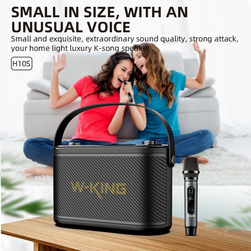 Loa Bluetooth di động ngoài trời W-king-h10s công suất 80W âm lượng lớn Micrô nhảy vuông di động hát karaoke âm thanh công suất lớn Màu sắc: Đen