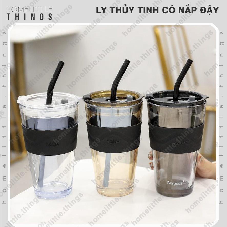 Ly , cốc thủy tinh đựng nước có nắp đậy kín mang đi 450ml