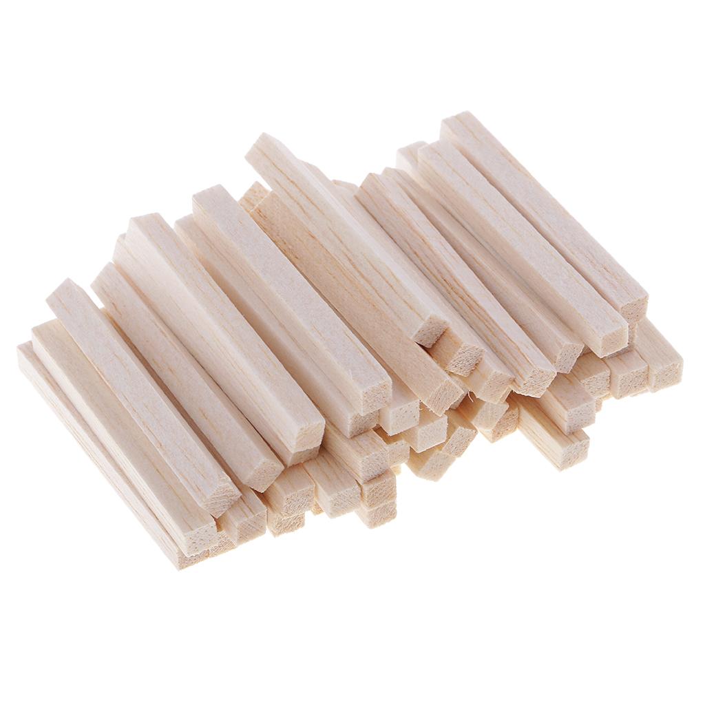 2x50 Pieces Square Balsa Wood Stick Unfinished Woodcraft Stick Dowel Rod 50mm