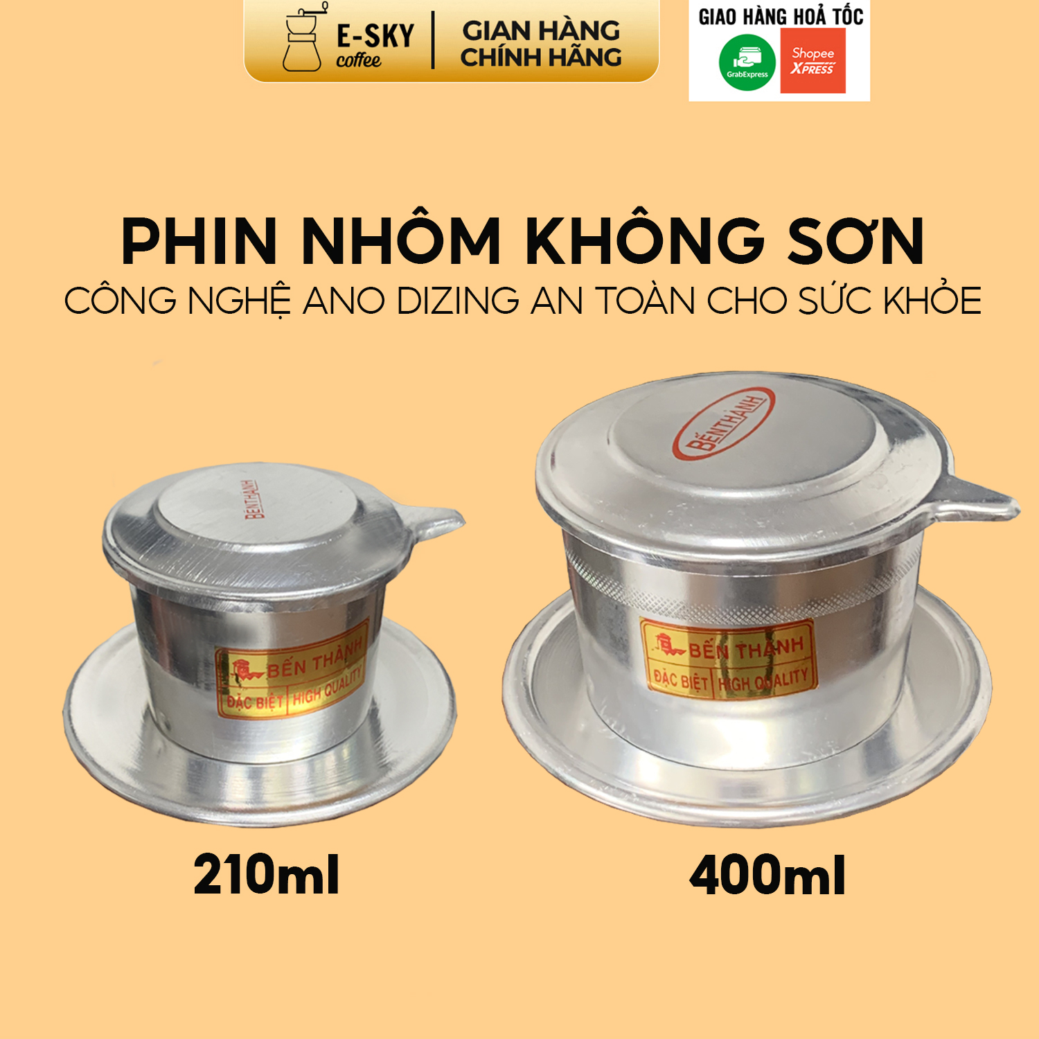 Phin Cà Phê Nhôm Nguyên Chất Không Sơn E-SKY COFFEE Size Nhỏ Và Lớn - BT