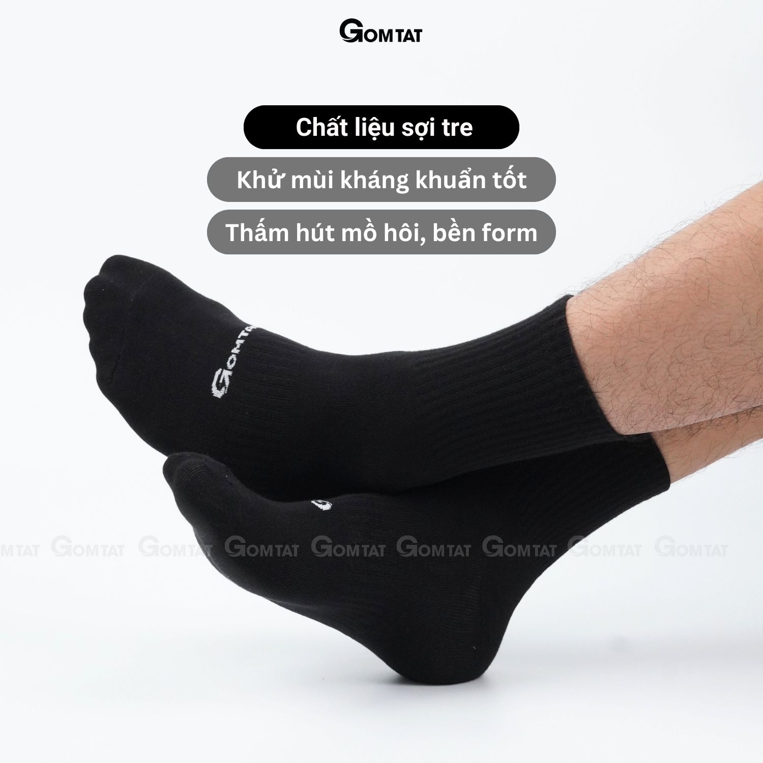 Hộp 4 Đôi Tất Sợi Tre Cổ Cao Cao Cấp, Vớ Cổ Cao Vải Sợi Tre Mềm Mịn Thoáng Mát - GOMTAT-SOITRE-CAO