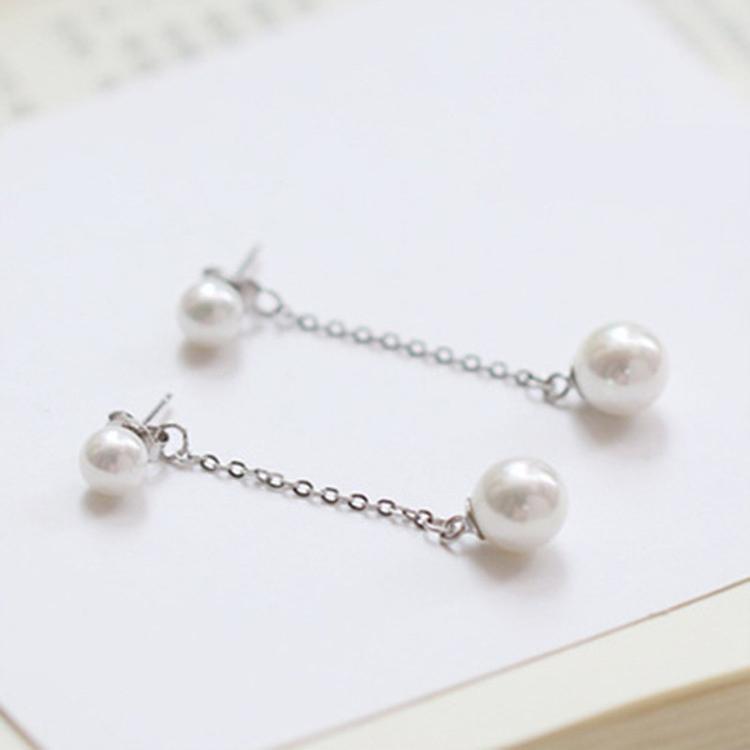 Bông tai mix chuỗi mắt xích đính hạt châu siêu xinh