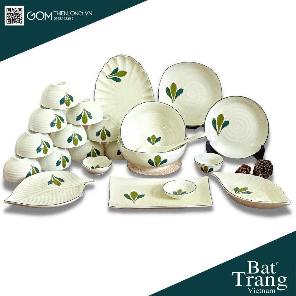 Bộ Bát Đĩa Cao Cấp Lá Ngò Gai - Bộ Bát Đĩa Sứ Bát Tràng Loại 1 - Gốm Thiên Long
