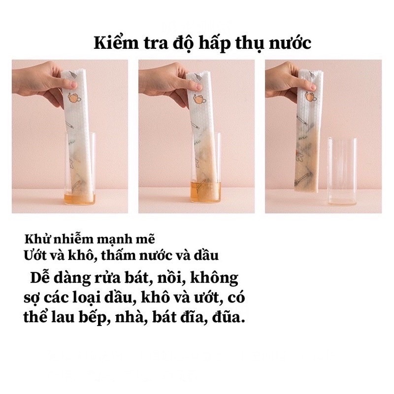 Cuộn giấy lau nhà bếp đa năng có thể tái sử dụng nhiều lần - Họa tiết bắt mắt màu Ngẫu nhiên