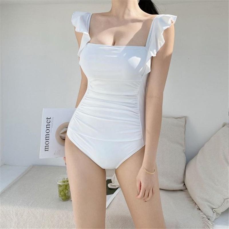 Bikini 1 mảnh kiểu Hàn Quốc đồ bơi đi biển bigsize liền thân kín đáo sexy cạp cao nâng ngực hở lưng che bụng 2657 K4T1-4