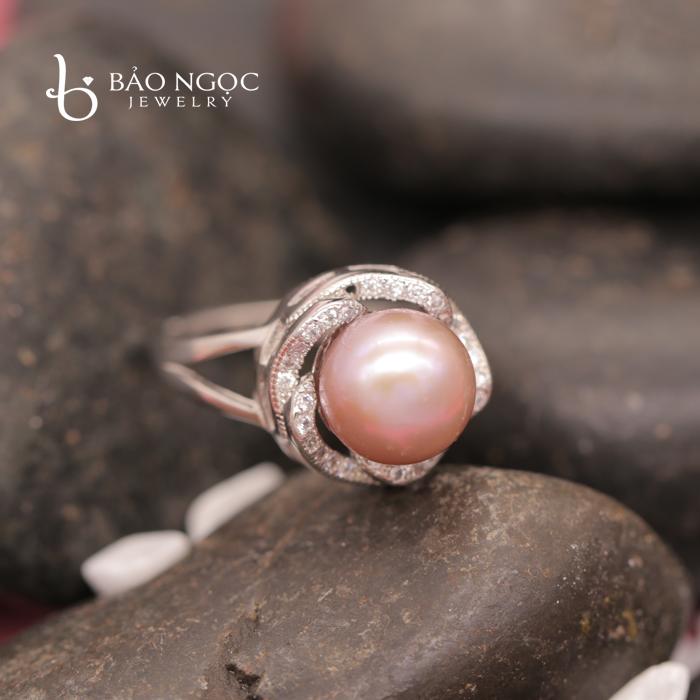 Nhẫn Bạc Ngọc Trai Thật Cho Nữ - Nhẫn Ngọc Trai Bạc Nữ Thời Trang N1404 Bảo Ngọc Jewelry (Ngọc trai nước ngọt tự nhiên, Bạc s925 tinh khiết)