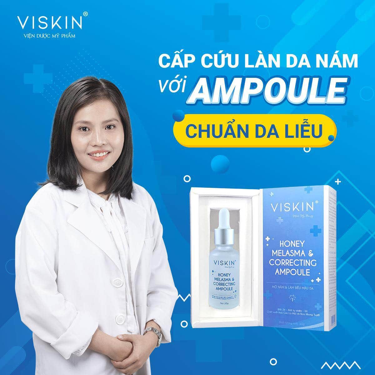 HONEY MELASMA &amp; CORRECTING AMPOULE - SIÊU TINH CHẤT MẬT ONG MỜ NÁM &amp; LÀM  ĐỀU MÀU DA