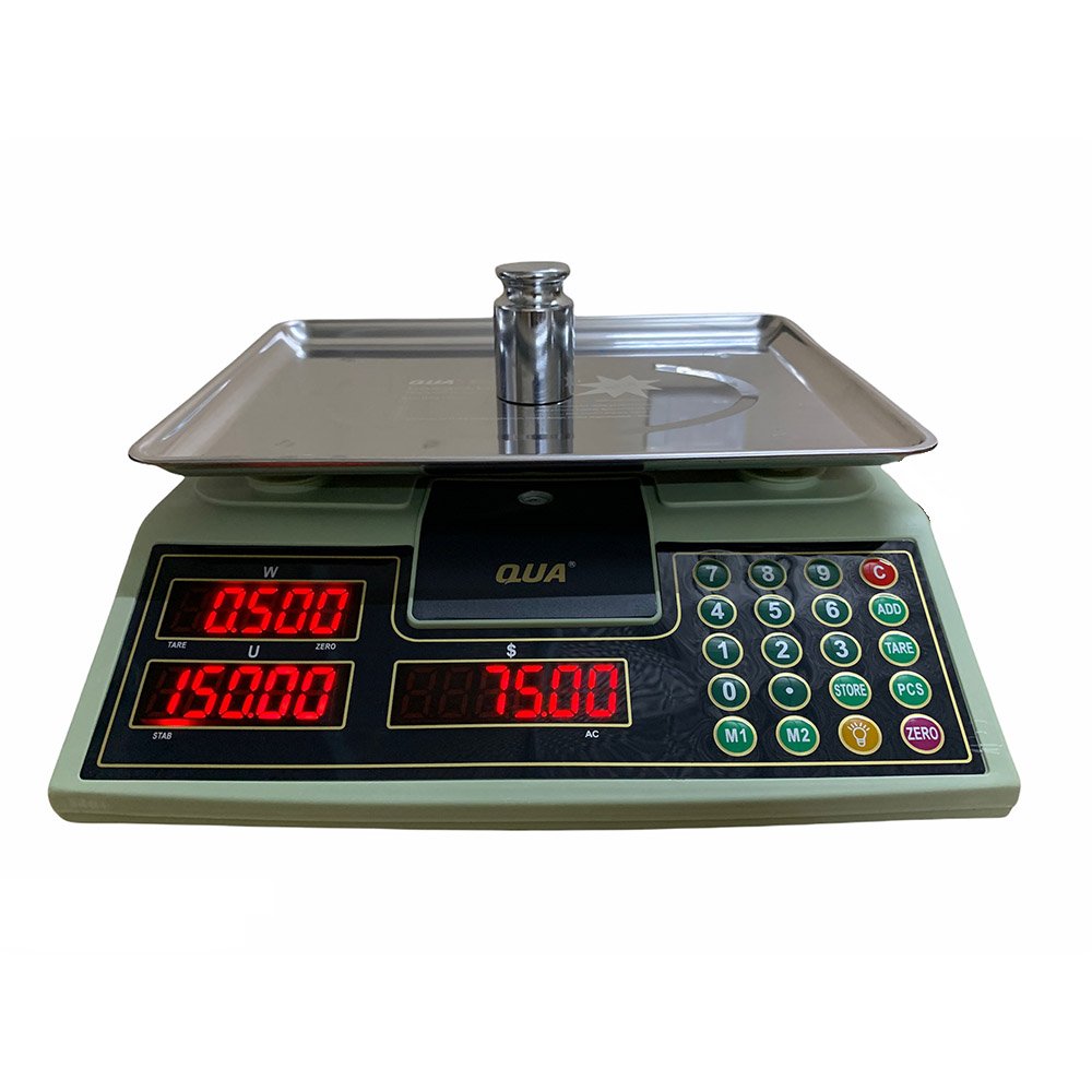 Cân điện tử tính tiền 30kg bán rau củ quả, thịt, cá, thực phẩm - cân điện tử QUA910 30kg tính giá tiền hàng cao cấp dùng cho chuỗi siêu thị, nhà hàng, tạp hóa, bán hàng ở chợ